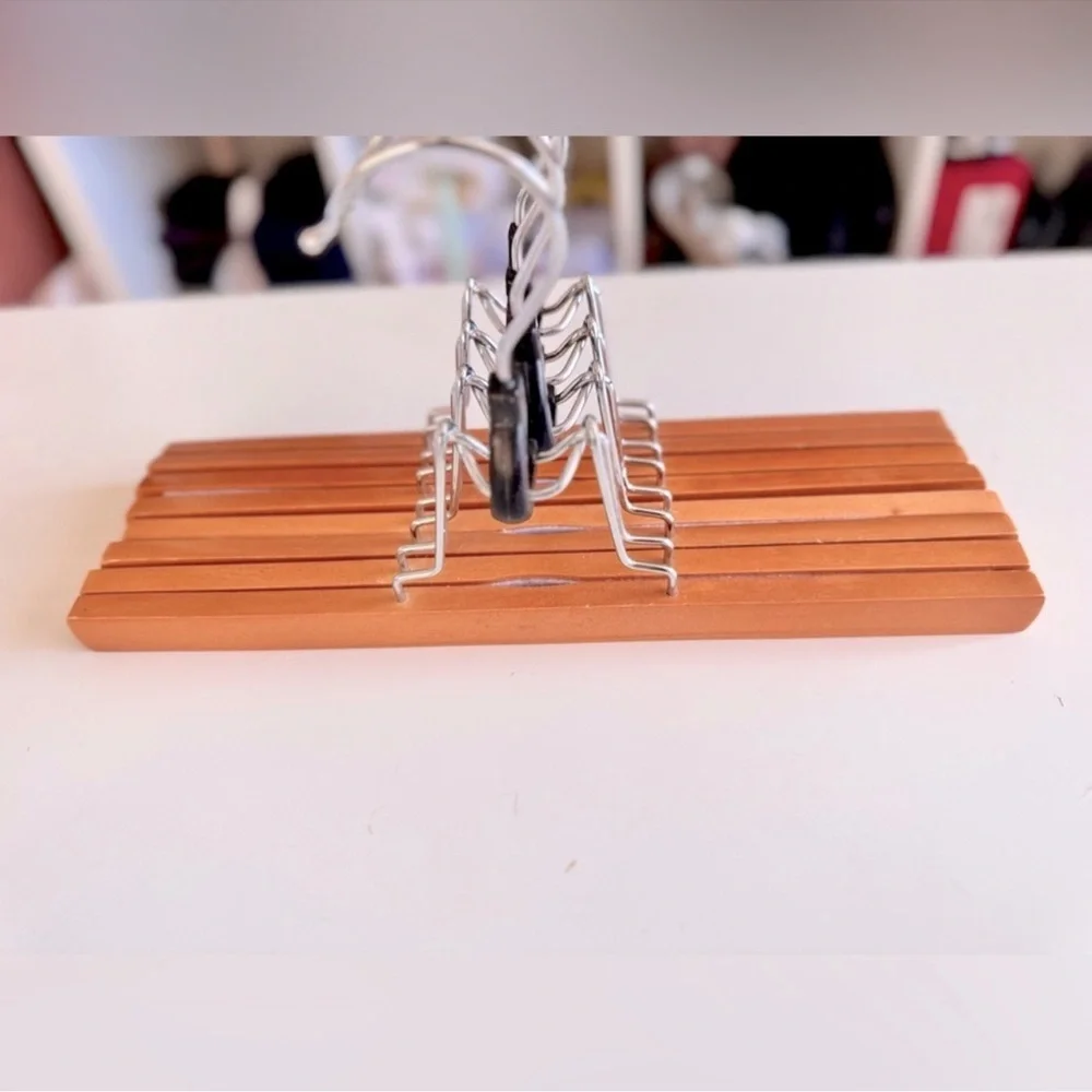 IKEA Wooden Pants & Skirts Hangers Set of 4 Wood Metal Clamp Pant & Skirt Hanger